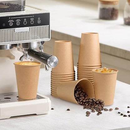 BYSNOW 100 Pack 12 oz Kraft Paper Cups, Disposable Coffee Hot Water Cups | - Image 4