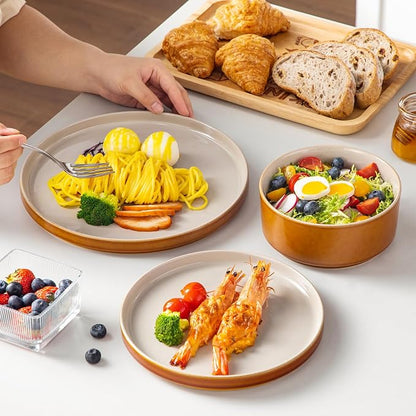 vancasso ONION Ceramic Plates and Bowls Sets, 18 Pieces Grey Dinnerware Sets - Image 5