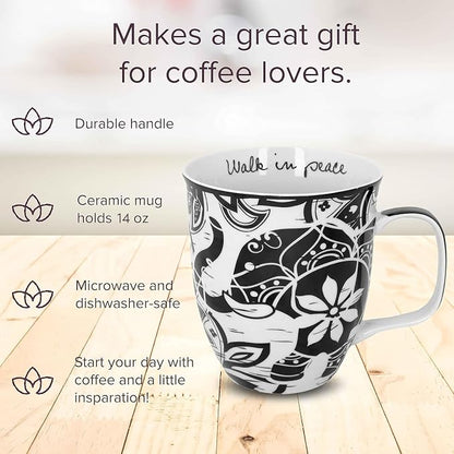 Karma Gifts 14 oz Black and White Boho Mug Western - Image 2