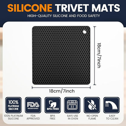 Silicone Trivet Mats 4 Heat Resistant Pot Holders Multipurpose Non-Slip Hot Pads - Image 2
