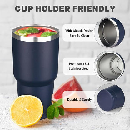 30 oz Tumbler with Lids and Straws, Stainless Steel Insulated Coffee Tumbler - Image 3