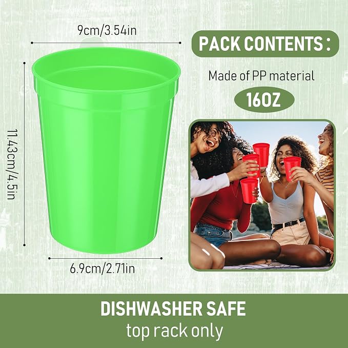 Yungyan 36 Pack 16 oz Stadium Cups Reusable Plastic Cups Blank Drink Stadium - Image 2