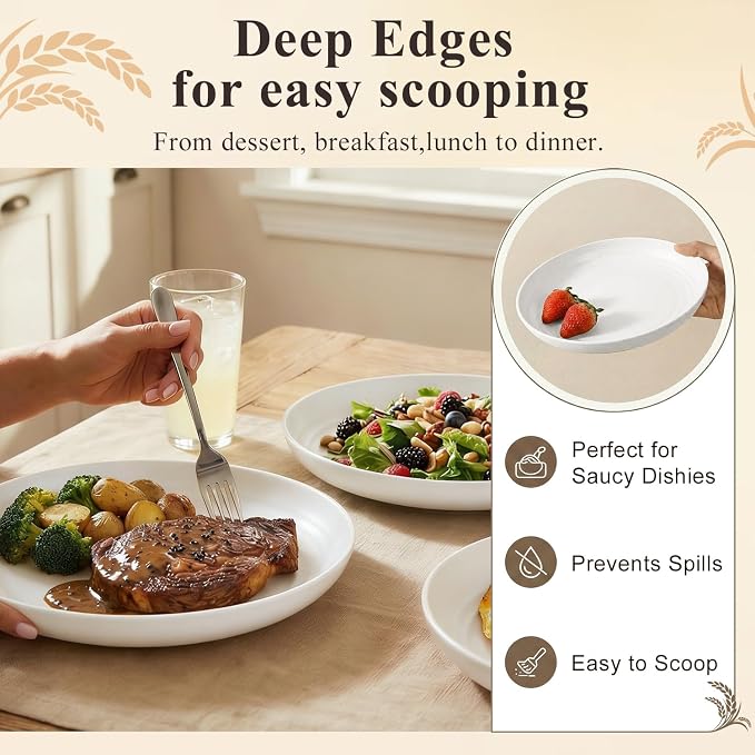 Wheat Straw Plates 9 Inch, Unbreakable & Reusable Plastic Plates Set of 8 - Image 5