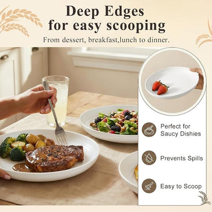 Wheat Straw Plates 9 Inch, Unbreakable & Reusable Plastic Plates Set of 8 - Image 5