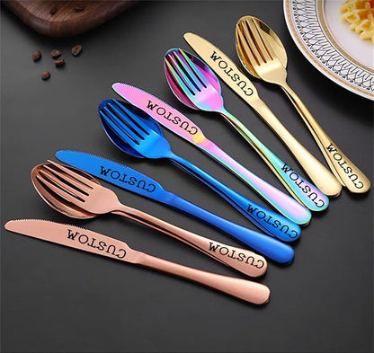 Stainless Steel Customized Flatware Set, Engraving Name Knife Forks Spoon - Image 3