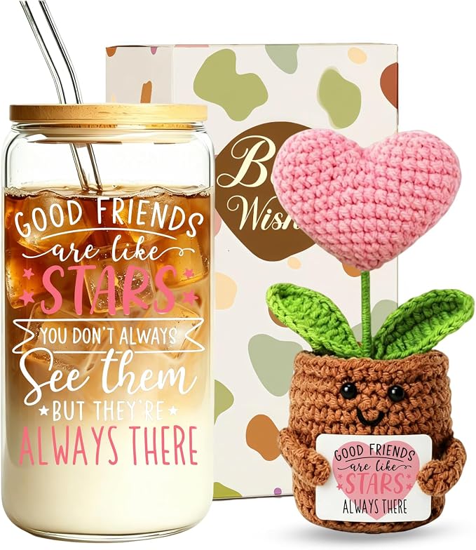 MUJUZE Friendship Gifts for Women, Glass Cup Gift Set for Best Friends | Gifts by MUJUZE