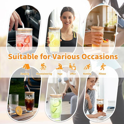 16oz Glass Cups with Lids & Straws - Image 7