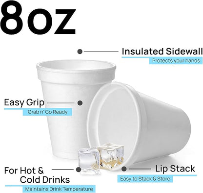 Shop Square 8 Oz Disposable Foam Cups, Made in the USA, To-Go Cups - Image 2