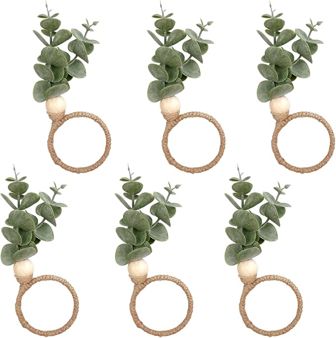 Set of 6 Rustic-Style Napkin Rings by Unknown
