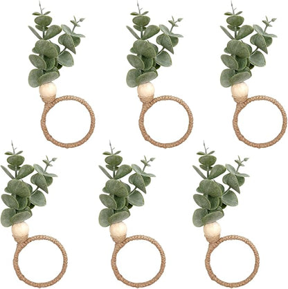 Set of 6 Rustic-Style Napkin Rings by Unknown
