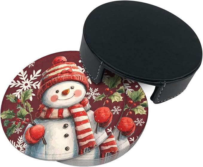 Christmas Snowman Snowflakes Coasters - Image 7