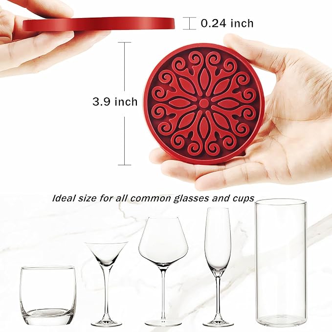 Silicone Coasters for Drinks, Resistant Reusable Drink Coasters-Great Gift for - Image 3