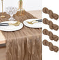 Joanlody Coffee Cheesecloth Table Runner Spring Easter 10Ft Rustic Gauze Boho Cheese Cloth Table Runner for Wedding Bridal Baby Shower Decoration 4 Pack