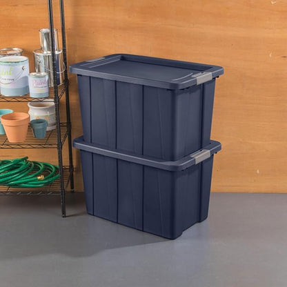 Sterilite 8-Pack Storage Bins with Lids, Heavy Duty Totes, Tuff1, 30 Gallon, Dark Indigo