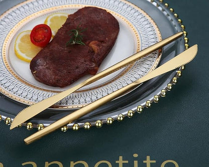 HOMQUEN Dinner Knives 6 Piece, Stainless Steel Matt Gold Dinner Knife, Sturdy - Image 4