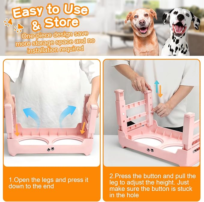 COMESOON Elevated Dog Bowls, 4 Height Adjustable Raised Bowl Stand - Image 6