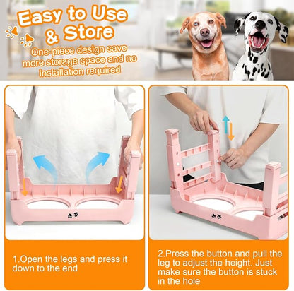 COMESOON Elevated Dog Bowls, 4 Height Adjustable Raised Bowl Stand - Image 6