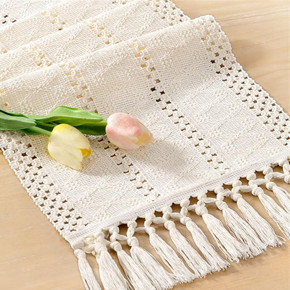 Boho Table Runner Summer Farmhouse Rustic Dining Dresser Scarf Home Decor | - Image 2