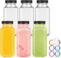 GUANENA 6 Pack Glass Drink Bottles, 8.5 OZ Vintage Square Water Bottles by GUANENA