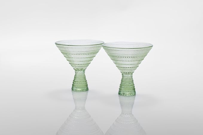 Fortessa Jupiter Hobnail Glass, 11.5 Ounce Martini, Sage Green - Image 2