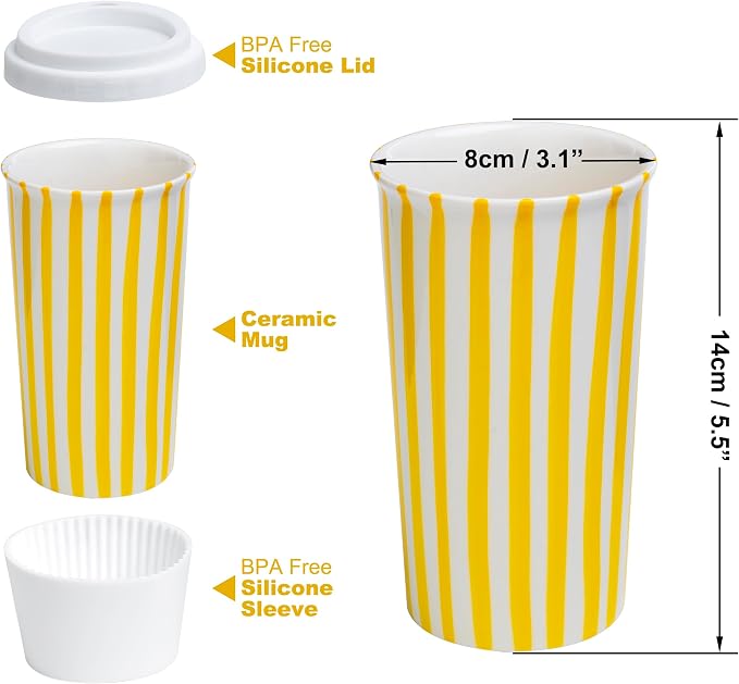 Ceramic Travel Mug with Lid – Cute Coffee Cup - Image 2