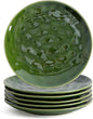 vicrays Ceramic Round Dessert Salad Plates - 8 Inch, Set of 6, Microwave, Oven, and Dishwasher Safe, Scratch Resistant, Porcelain Fluted Suitable for Snacks, Appetizer, Home, Party (Green)