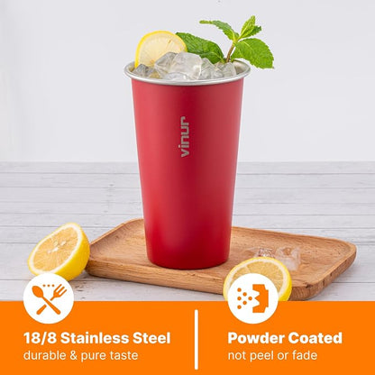 VINUR Stainless Steel Cups-20 oz Stackable Metal Drinking Glasses 4 Pcs | 20 oz - Image 3