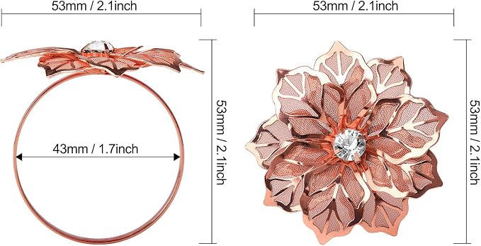 KPOSIYA Hollow Out Flower Napkin Ring Holder Metal Napkin Rings Set of 20 - Image 5