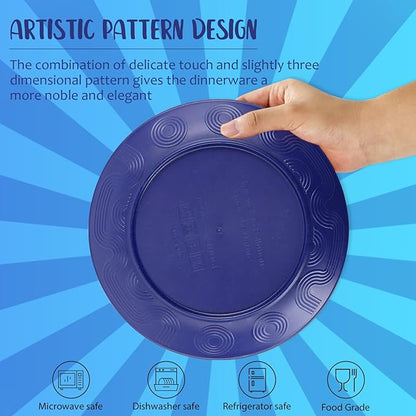 Dinnerware Set 40 PCS Wheat Straw Dishes Set - Service for 8 Unbreakable Plastic Dish Set Microwave Safe Plates and Bowls Sets Lightweight Cups Sets Outdoor Dishes - Island Colors