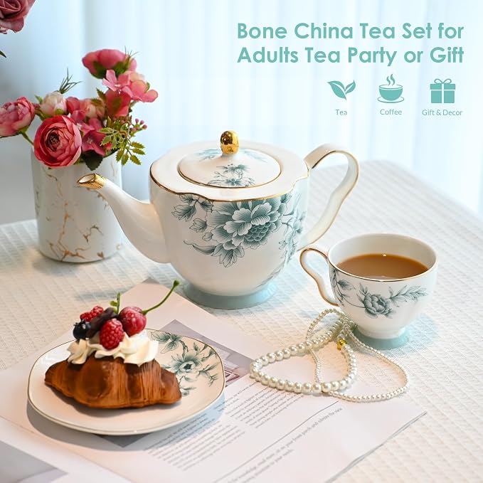 ACMLIFE Tea Set for Adults, Vintage Floral Tea Cup Set - Image 7