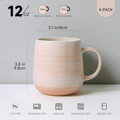 Coffee Mugs Set of 4, 12oz Stoneware Coffee Cups - Image 3