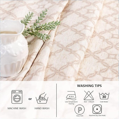MYSKY HOME Checkered Rectangle Tablecloth 60x102 Inches - Linen Farmhouse Tablecloth Waterproof Decorative Fabric Table Cloth for 6 Feet Table, Kitchen Dining and Outdoor Use, Brown