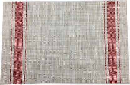 Gugrida Luxury Red Placemats Set of 6 Crossweave Woven Vinyl Placemat for Dining Table Kitchen Table Mats