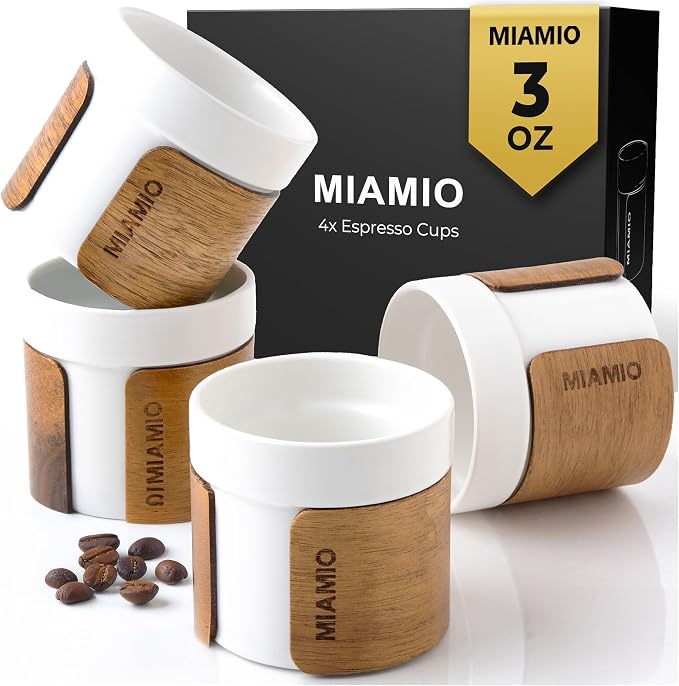 MIAMIO – Espresso Cups Set of 4 Japanese Tea Cups Ceramic/Handleless Mug by MIAMIO