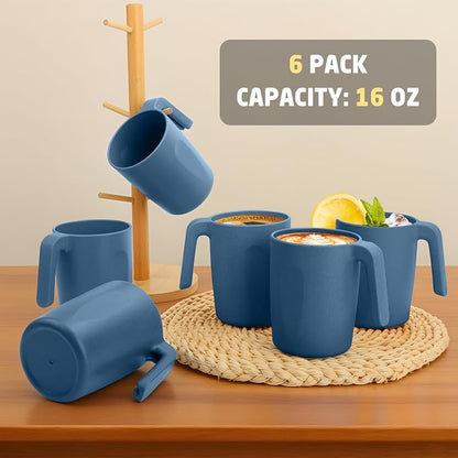 Wheat Straw Coffee Mugs 16 oz, Drinking Cups Set of 6, Plastic Mugs - Image 7