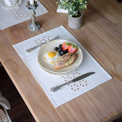 ARTABLE Offwhite Rectangle Fabric Placemat Set of 4 Table Mats 12 x 18 Inch | - Image 4