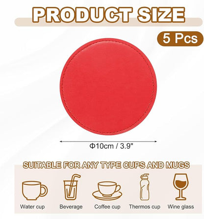 uxcell 5Pcs PU Leather Coasters - Image 2