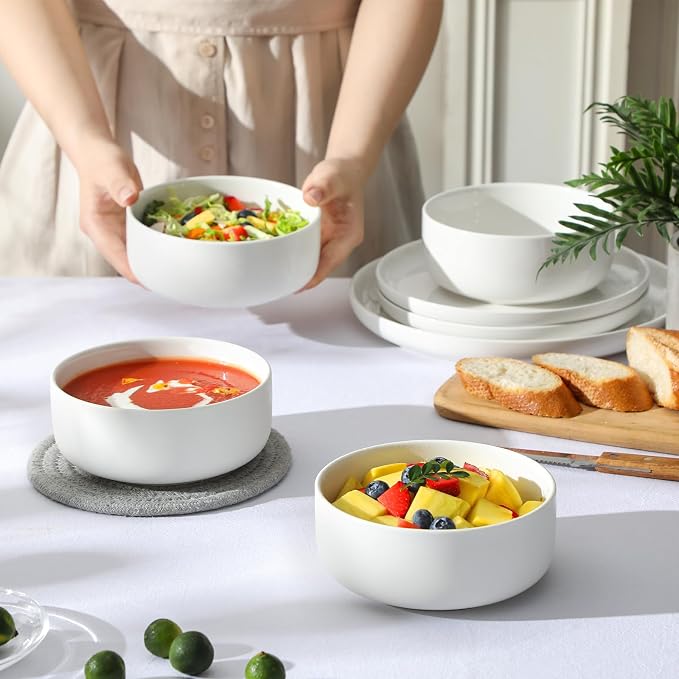 MALACASA 24 OZ Ceramic Bowls Set of 4, Dishwasher Microwave Oven Safe, Series - Image 8