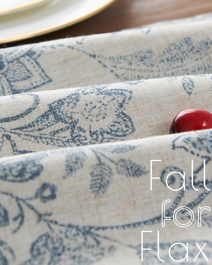 jinchan Blue Floral Linen Table Runner 13 x 72 Inch Farmhouse | - Image 7