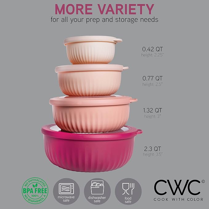 COOK WITH COLOR Prep Bowls with Lids- Wide and Deep Nesting Plastic Small - Image 2