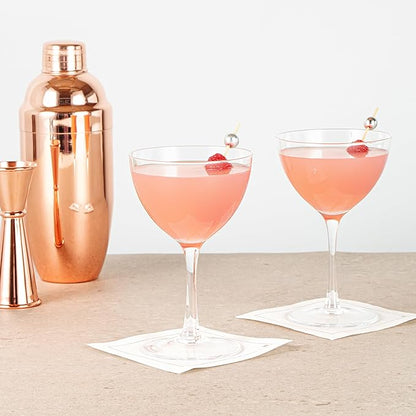 Restaurantware-Vetri 8 Ounce Nick And Nora Glasses, 6 Dishwashable Martini Glasses - No Lead, Vintage Inspired, Clear Glass Cocktail Drinkware, For Hosting Parties, Serve Whiskey, Gin And More