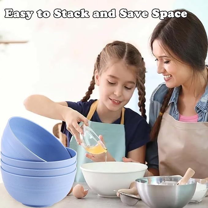 Unbreakable Wheat Straw Cereal Bowls Set of 4, 24 OZ Microwave and Dishwasher - Image 7