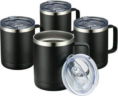 MEWAY 12oz Coffee Mug With Handle 4 Pack Bulk, Stainless Steel Insulated Travel by MEWAY