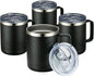 MEWAY 12oz Coffee Mug With Handle 4 Pack Bulk, Stainless Steel Insulated Travel by MEWAY