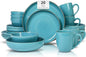 Stoneware Euro-Nordic 20pc Dinnerware Set, Shiny Turquoise Glaze by HomeVSS
