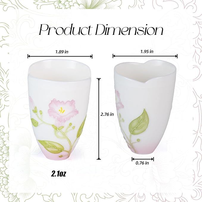 KAMMAK Ceramic Tea Cups Set of 2, 2.1 oz, Vintage Small Teacups, 709N | Hand - Image 7
