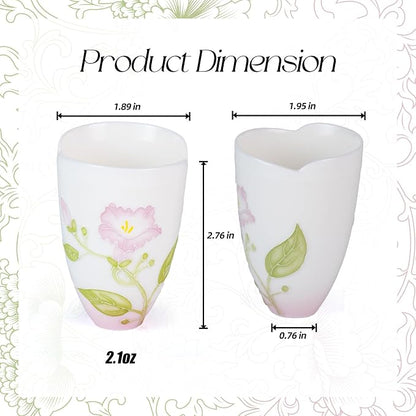 KAMMAK Ceramic Tea Cups Set of 2, 2.1 oz, Vintage Small Teacups, 709N | Hand - Image 7