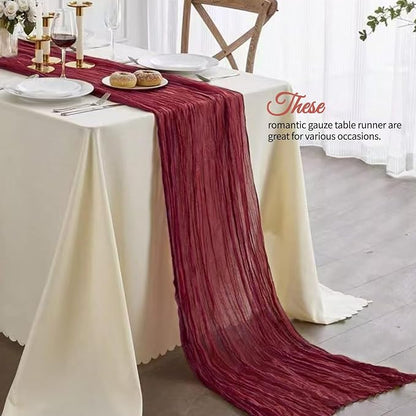12 Pcs Burgundy Christmas Cheesecloth Table Runner 10Ft, Gauze Table Runners - Image 7