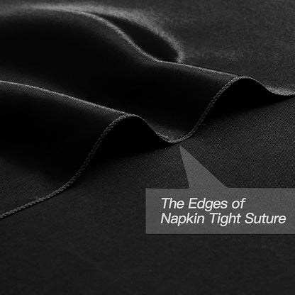 P Pothuiny 24 Pcs Black Satin Napkins 17 x 17 Inch, Satin Cloth Napkins | - Image 3
