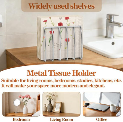 Reversible Napkin Holder for Table Silver | 2-in-1 Gold Metal Cocktail Napkin - Image 6